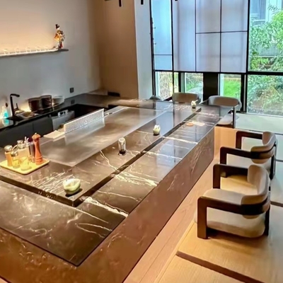 comprare Tavolo da griglia teppanyaki ovale semicircolare rettangolare di colore chiaro Tavolo Hibachi da 6-12 posti online manufacture