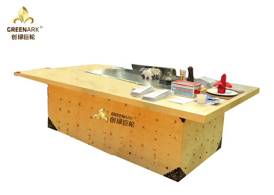 comprare Lunghezza della tabella 2400mm della griglia di Teppanyaki di rettangolo del riscaldamento di induzione di colore dell'oro fabbricazione online