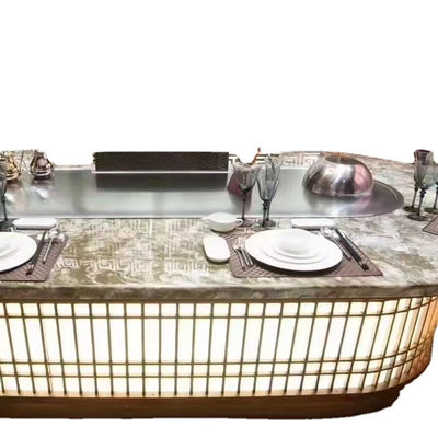 comprare Commercial Teppanyaki Grill with German 304 Stainless Steel and 20 mm Heating Plate in 2200*850*800 mm Size fabbricazione online