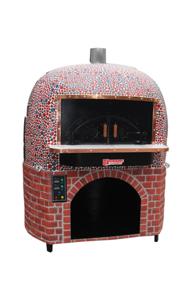Forno rotondo della pizza di Lava Rock Wood Fire Italy con le piastrelle di ceramica nere o rosse