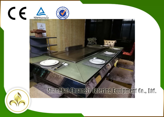 Griglia elettrica di Front Air Supply Teppanyaki Table del riscaldamento di 9 sedili, griglia dell'interno di Teppanyaki