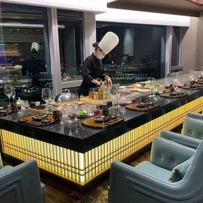 Tavolo grill Teppanyaki in acciaio inox 2400x850x800mm 8000W