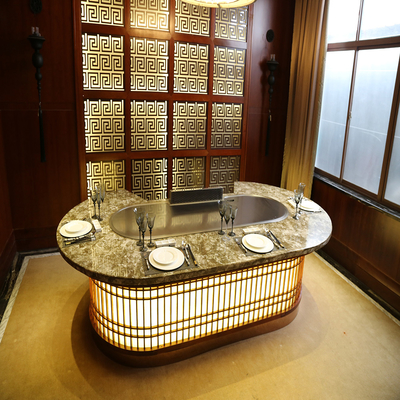 Tavolo da griglia commerciale Teppanyaki 2200x860x800mm con 8000W di potenza