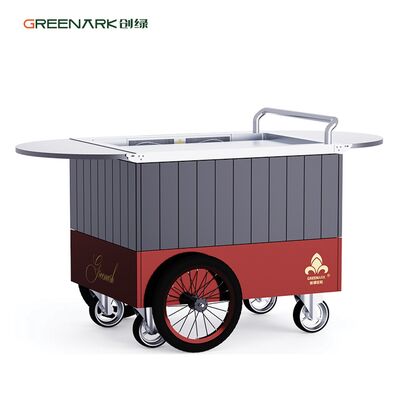 Griglia Teppanyaki Mobile con Piastra in Acciaio Inox per Alimenti, Riscaldamento a 250°C in 8 Minuti, Tavolo Estendibile e Ruote da 16''